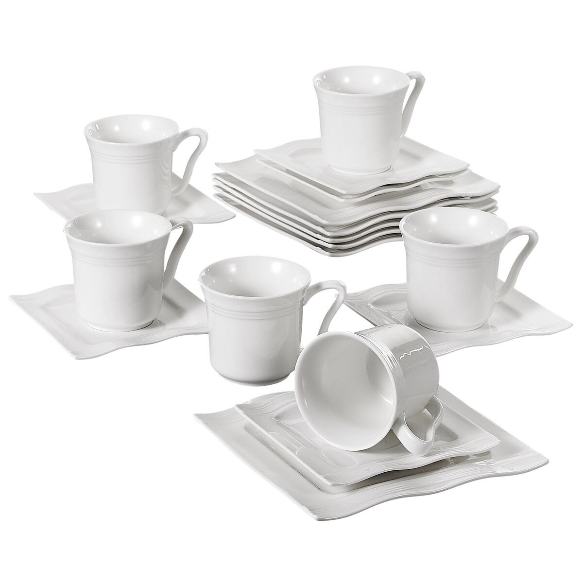 MALACASA Series Mario Porcelain Dinnerware Set Dinner Dishes White