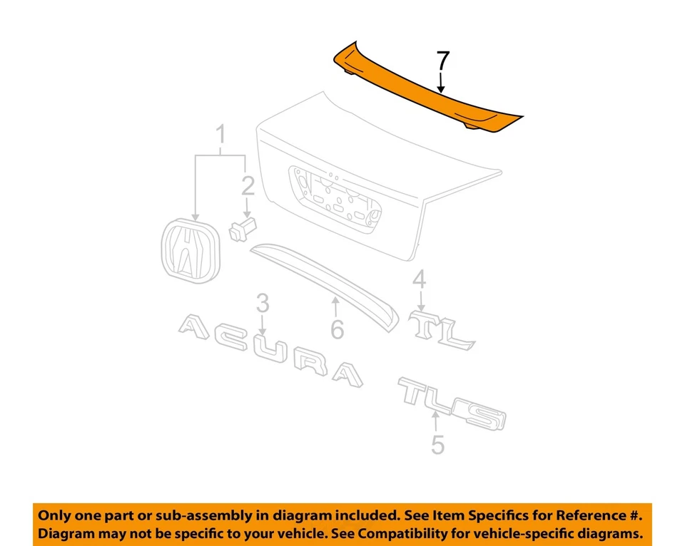 Used Deck Lid fits: 2004 Acura Tl w/spoiler long Grade A - Imagem 3 de 4