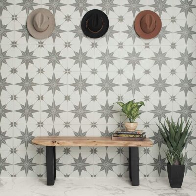 12x12 TrueNorth Geometric Pattern Modern Encaustic Style Ceramic Wall Floor Tile