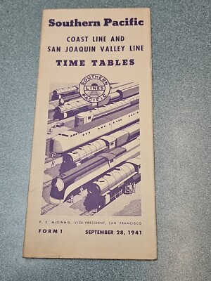 Southern Pacific Railroad Coast Line & San Joaquin Fahrplan 1941