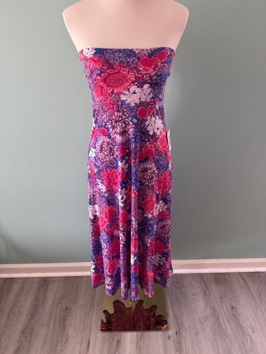 Women's LuLaRoe Maxi Skirt XXS Pink Blue Floral - Picture 3 of 6