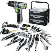 43PCS Cordless Lithium-ion Drill Driver and Toolbox, 8V 2.0 Ah Power