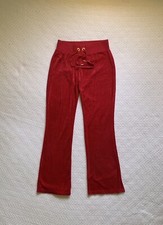 Y2K Bebe Women's Velour Track Pants Pink Velvet Embroidered Spell Out On Back