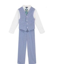 Nautica Toddler and Little Boys Pin Cord Machine Washable Vest Set - Bright Blue