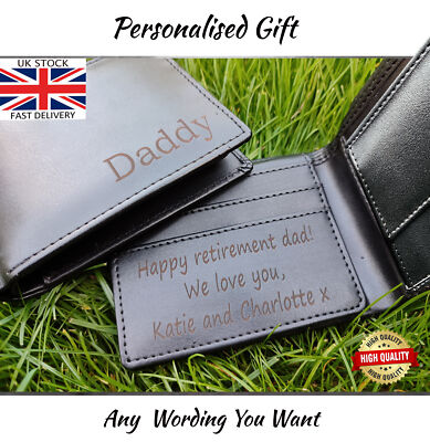 Personalisierte lasergravierte schwarze PU-Leder-Geldbörse für Männer - bestes individuelles Geschenk