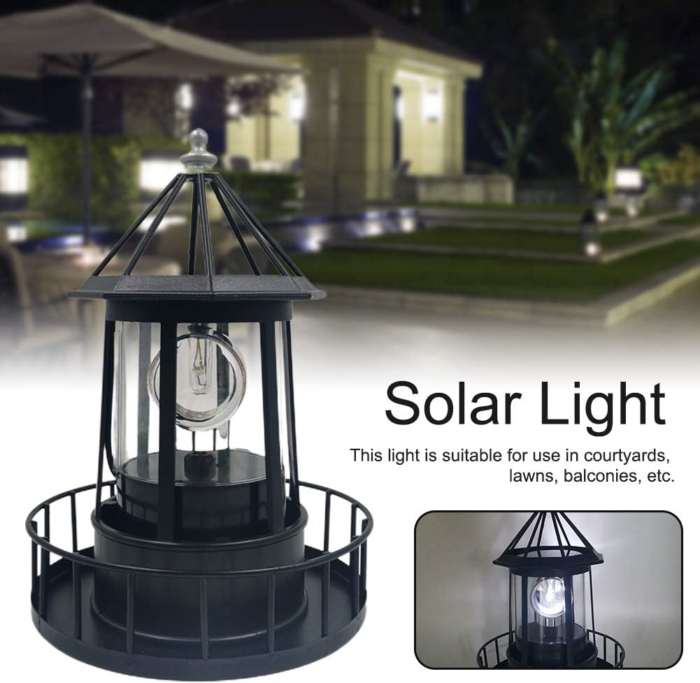 Solar Powered Yard Decor CALIDAKA Solar Powered Rotating Lighthouse Decor - 360° Spinning LED Light, IP65 Waterproof, For Lawn, Garden, Patio Solar Lighthouse