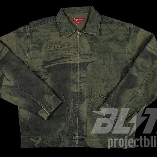 VESTE DE TRAVAIL EN JEAN OLIVE FW19 SUPREME IS LOVE TAILLE S SMALL 2019