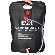 ELK Solar Heated Portable Shower Bag with Removable Hose for Camping and Hiking