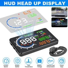 5.5 inch Car OBD2 HUD Head Up Display Gauge Speedometer KMH Warning Alarm Meter