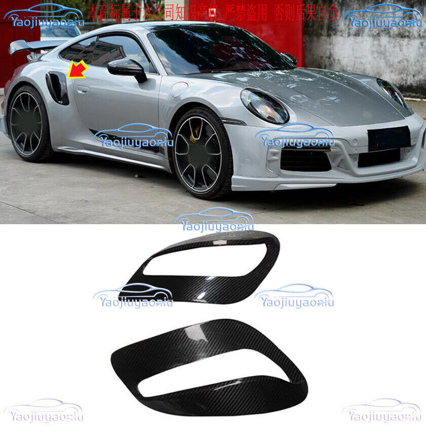 For 2019+ Porsche 911 992 Turbo S Real Carbon Car Rear Side Air Vent Fender Trim