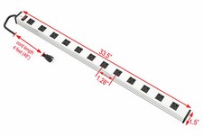 12 Outlet Power Strip Surge Protector Aluminum 300J AC15A 125V 1875W