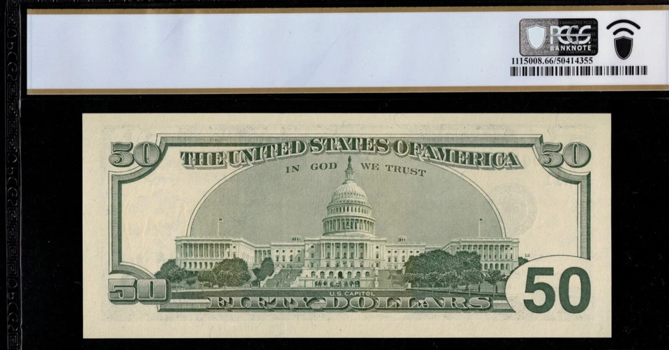 2001 $50 FRN CK00033000A 2 DIGIT RADAR P.C.G.S #66PPQ - Image 2 of 3