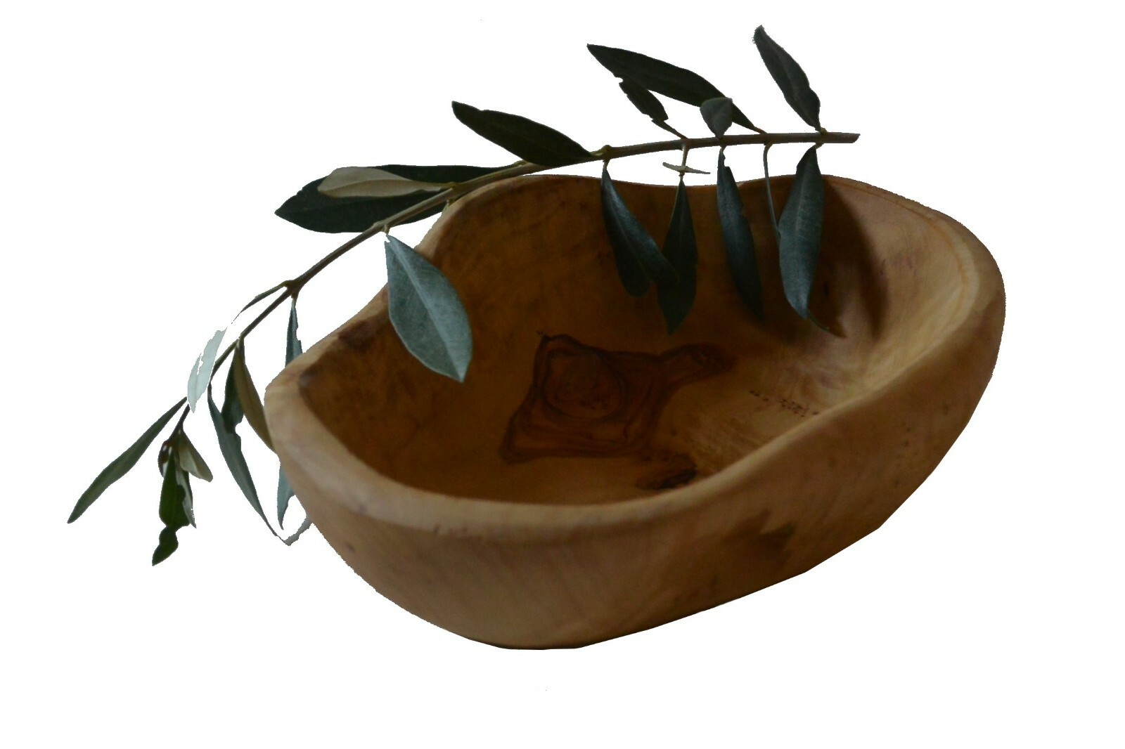 Coupe à fruits forme ovale en bois d'olivier sculpté ref 351