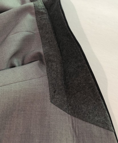 Mens Tuxedo 38/32 One Button Classic Formal Slim Satin Shawl Lapel Grey No Pleat - Picture 21 of 21