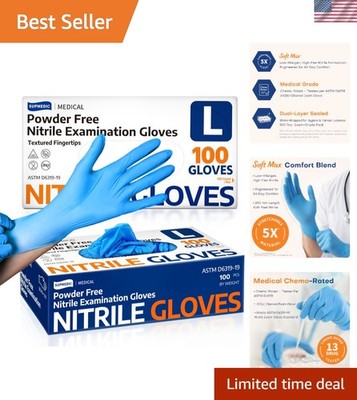 Blue Nitrile Gloves - 100 Latex-Free, Medical-Grade for Cleaning & Food Handling