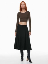 Aritzia Babaton Contour Crew Cropped Longsleeve Brown Size XS