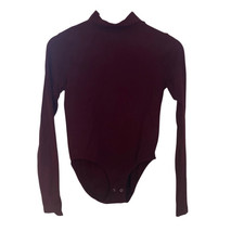 Unbranded Bodysuit turtle neck long sleeve S/M ribbed red wine