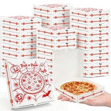 50Pcs Mini Ghost Pizza Boxes, Trick or Pizza Candy Gift Boxes, Pre-Folded Pap...