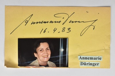 Annemarie Düringer - Autogramm von 1983 - original Autogramm -  - ca. 10x18cm -