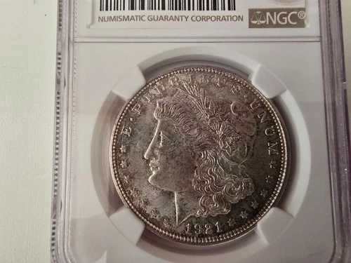 1921-D Morgan Dollar Graded by NGC MS62- Dark toning and color