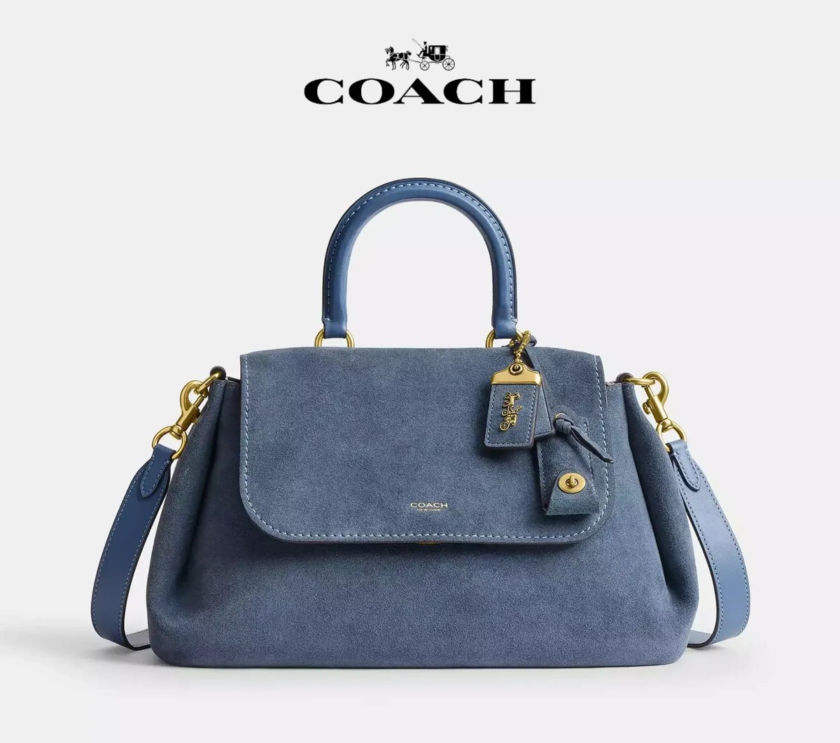COACH Slouchy Rogue Top Handle 2way Bag CDD70 B4/LD Light Denim