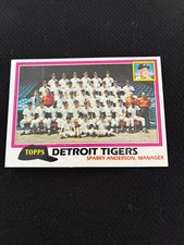 DETROIT TIGERS 1981 TOPPS TEAM CHECKLIST UNMARKED KIRK GIBSON RCYR BASEBALL CARD