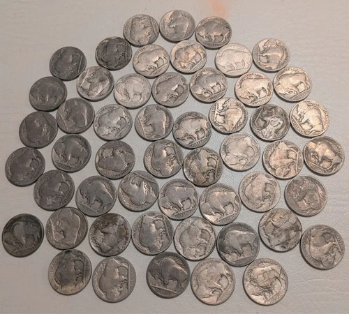 52 EARLY buffalo nickels semi key dates *cleaned*