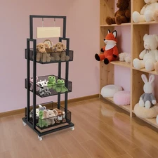 Retail Display Stand, Storage Shelf with Wheels Store Display Shelving Organizer