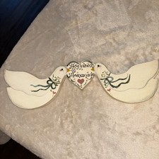 Vintage 15  Country Heart Dove Sign Wood Hear...
