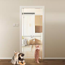 75 In. Extra Tall Dog Pet Gate Adjustable 33-36 In. Wide Walk through Swing Safe