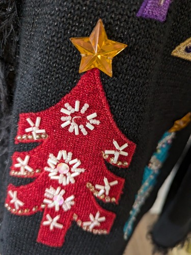 Maglione cardigan alberi di Natale Design Options by Philip & Jane Gordon taglia S - Foto 3 di 12