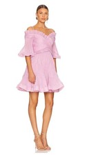 Zimmermann Pleated Off the Shoulder Mini Dress Lilac s.1 /10