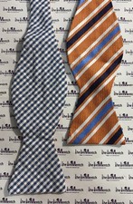 Brooks Brothers 2 Sided Blue  Orange Self Tie Adjustable Bow Tie Silk Blend NEW