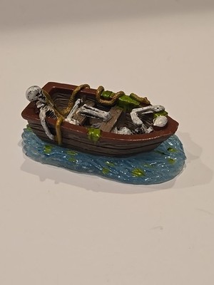 Halloween Ship Wrecked Skeletons In Life Boat Figurine Miniture By Spooky Town