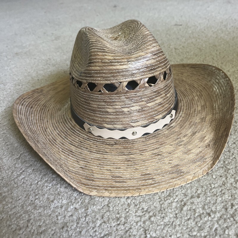 Kids Vented Cutter Crown Palm Straw Cowboy Hat - One Size Fits Most
