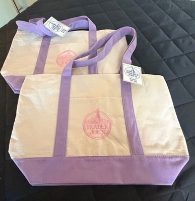 Trader Joe s  pack of 2 Limited Release Tote Shopping Bag LARGE Lavender - NWT