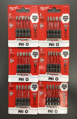 (6 set W 5 PCS )SHOCKWAVE Impact Duty 2 In. Phillips Steel Screw Driver Bit
