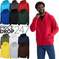 Mens Full Zip Hooded Sweatshirt Size S to 4XL  - SPORT CASUAL WORK HOODIE JACKET