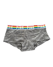 Victoria's Secret PINK Logo Boyshort Panty Heather Grey Elastic Rainbow