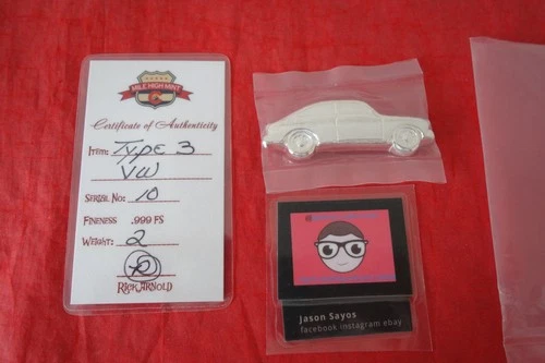 Limited Edition VW Volkswagen Type 3 Hand Poured .999 Fine Silver 2 oz Art Bar