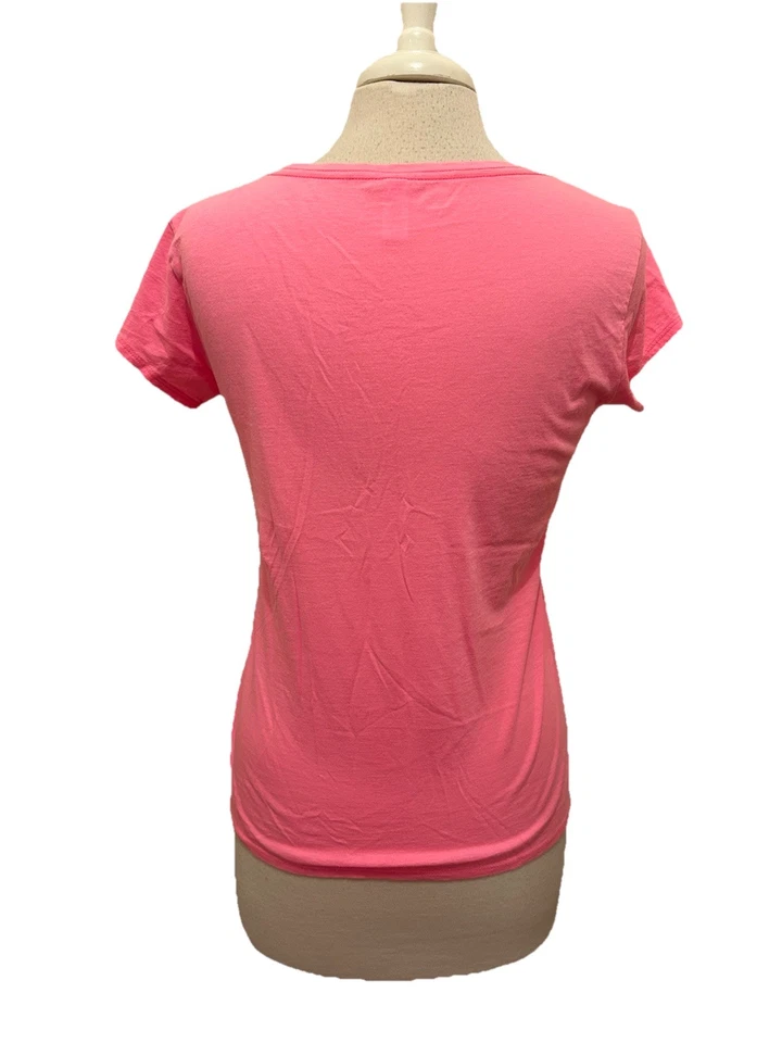 Top The Tee Shop Rosa Manga Corta Cuello en V Algodón Pima Talla Med. Foto 4 de 4