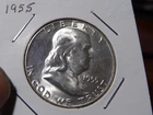 1955 Franklin Half Dollar 90% Silver Nice! US Coins ,50 cents