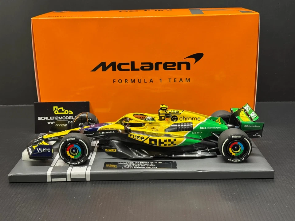 McLaren MCL38 #4 Lando Norris 2024 Monaco GP 1/18 Scale Model Car by Minichamps - Image 2 of 4