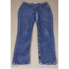 Faded Glory Jeans Womens 18 Tall Classic Straight Leg Dark Stonewash Blue Cotton