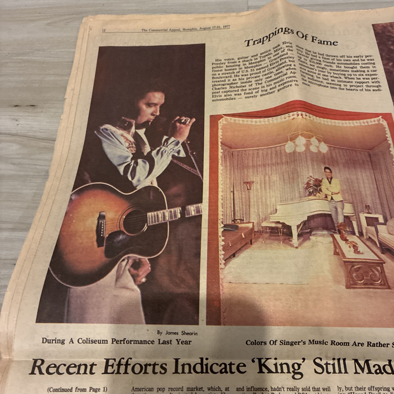 DEATH of ELVIS PRESLEY NEWSPAPER, MEMPHIS PRESS-SCIMITAR,  August 17, 1977