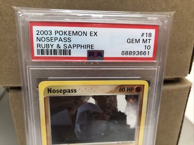 PSA 10 Nosepass Rare EX Ruby & Sapphire 2003 Pokemon Card