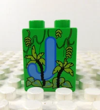Lego Duplo Printed Learning Brick 2x2 Letter J (Jungle) green/lt blue