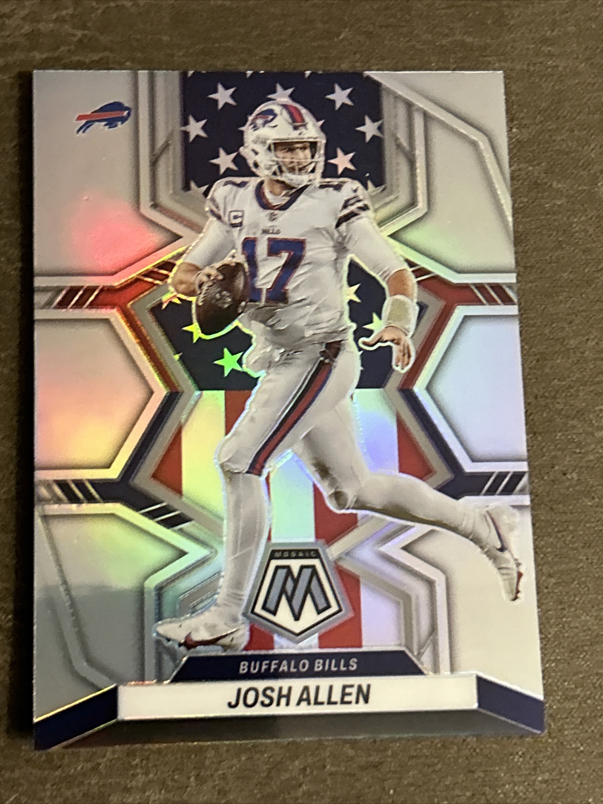 Josh Allen 2022 Panini Mosaic NFL #253 National Pride USA Silver Prizm Bills