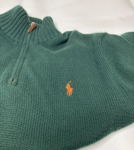 Polo Ralph Lauren Pullover Maglione Mezza Zip Uomo Verde Scuro Tg L - Foto 4 di 7