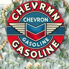 GAS Oil Rustic Sign Rustic Metal  RETRO Garage Man Cave Chevron